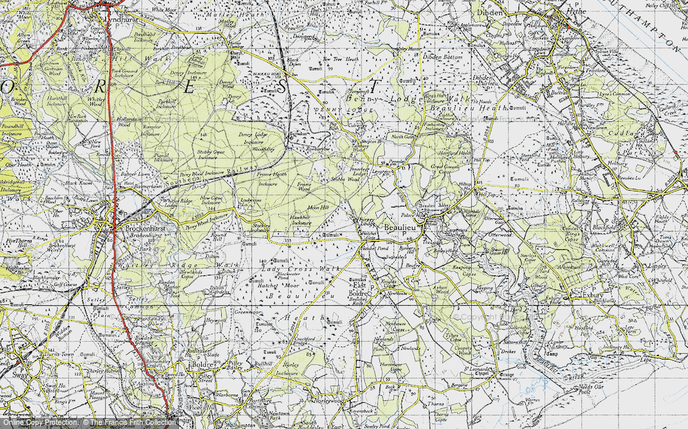 Old Map of Historic Map covering Ladycross Lodge in 1945
