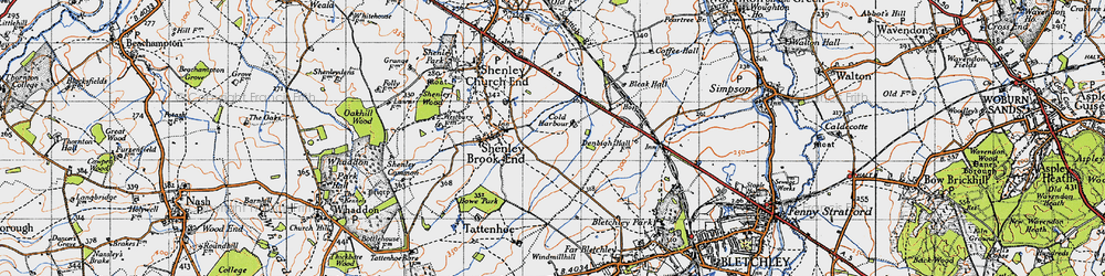 Old map of Furzton in 1946