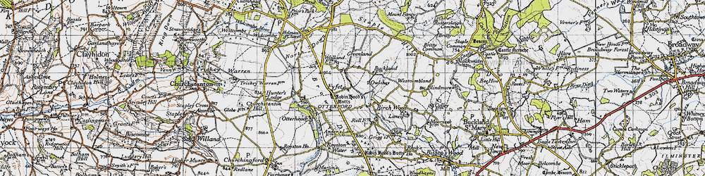 Old map of Fyfett in 1946