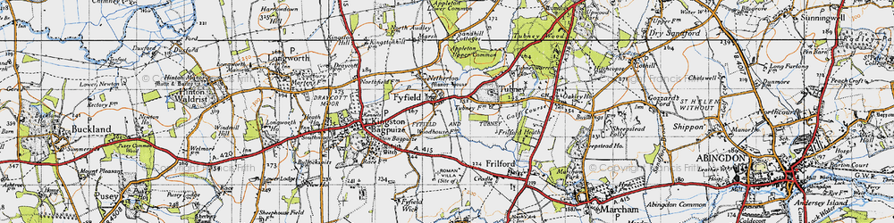 Old map of Fyfield in 1947