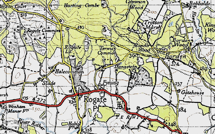 Old map of Fyning in 1945
