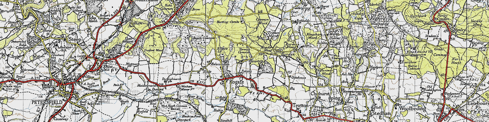 Old map of Fyning in 1945