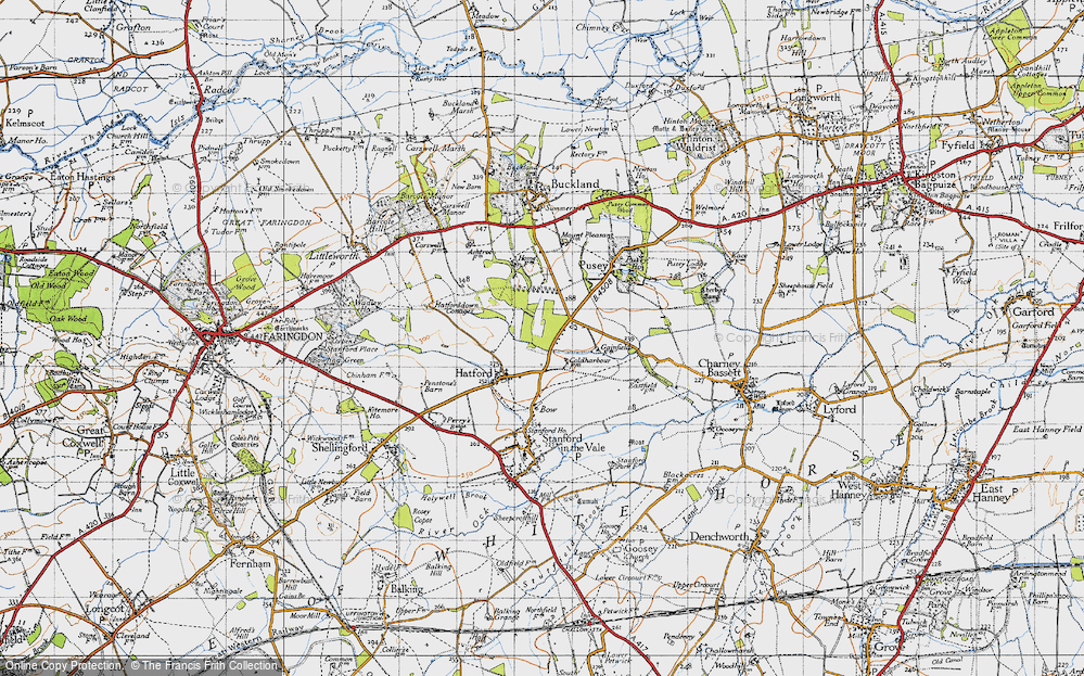 Old Map of Historic Map covering Buckland Warren in 1947