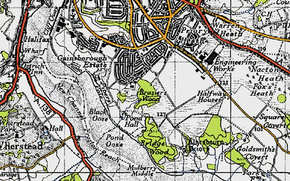Old map of Bridge Wood in 1946