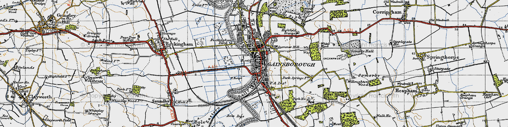 Old map of Gainsborough in 1947