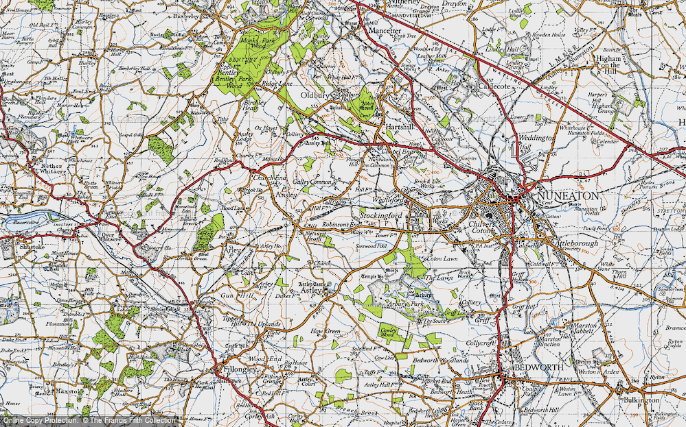 Old Map of Galley Common, 1946 in 1946