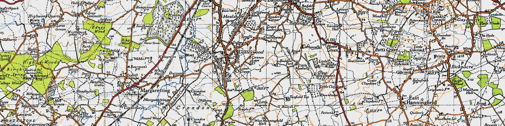 Old map of Galleywood in 1945