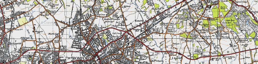 Old map of Gallows Corner in 1946