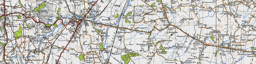 Old map of Gallows Green in 1947