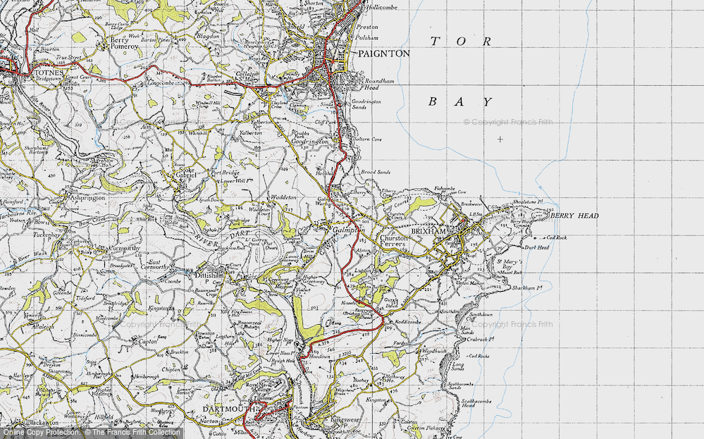 Old Map of Historic Map covering Brim Hill in 1946