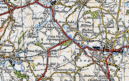 Old map of Gamesley in 1947