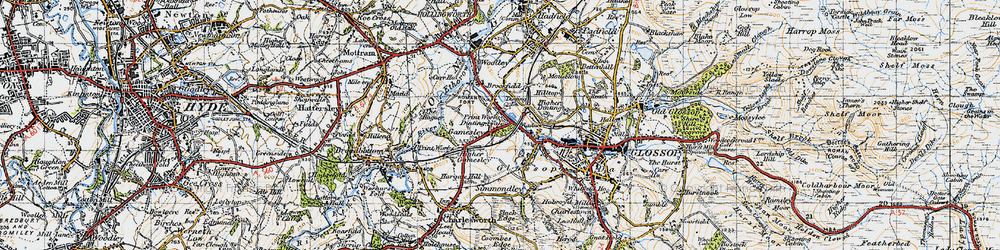 Old map of Gamesley in 1947