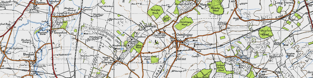 Old map of Gamlingay Cinques in 1946