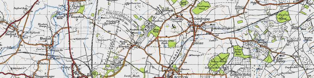 Old map of Gamlingay Great Heath in 1946