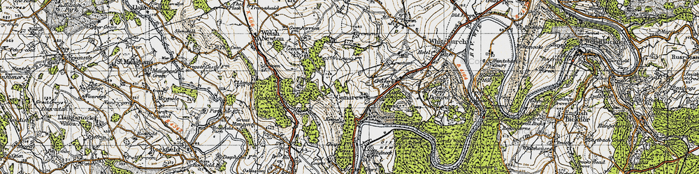 Old map of Ganarew in 1947