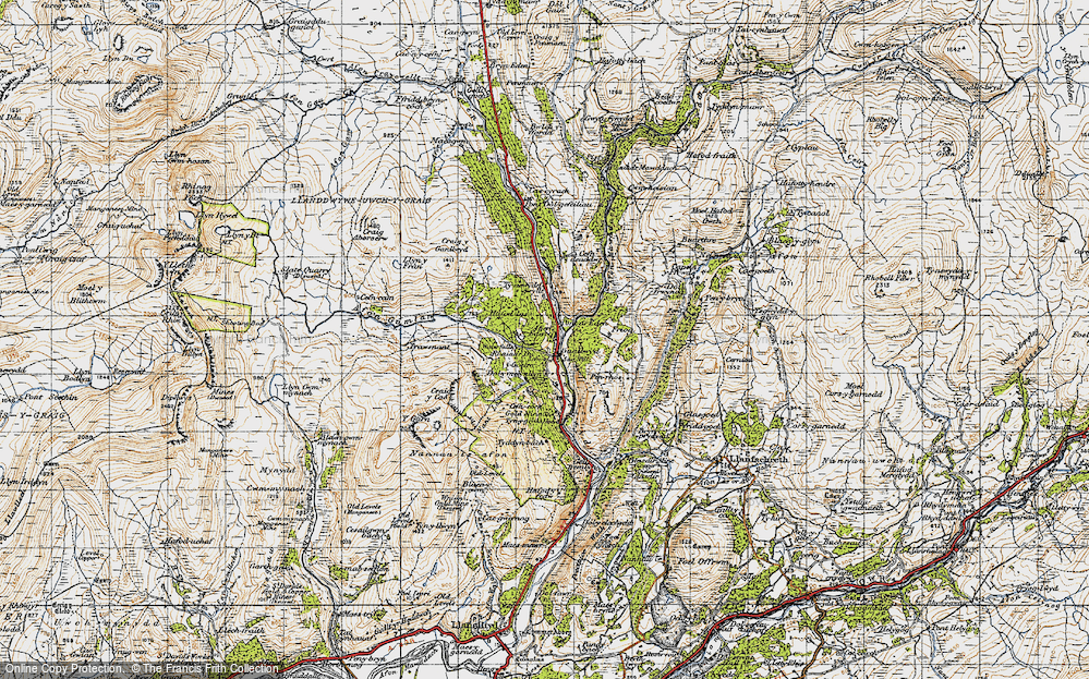 Old Map of Historic Map covering Afon Wen in 1947