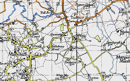 Old map of Gannetts in 1945