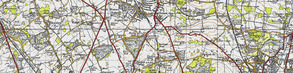Old map of Ganwick Corner in 1946