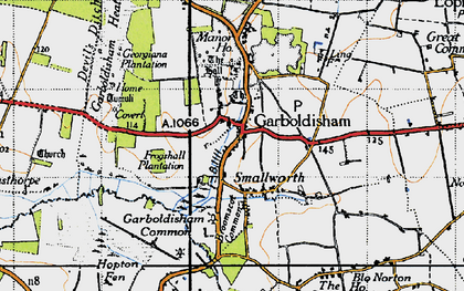 Old map of Garboldisham in 1946