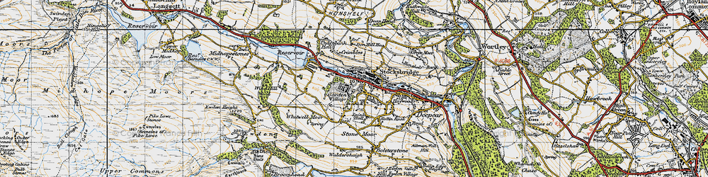 Old map of Whitwell Moor in 1947