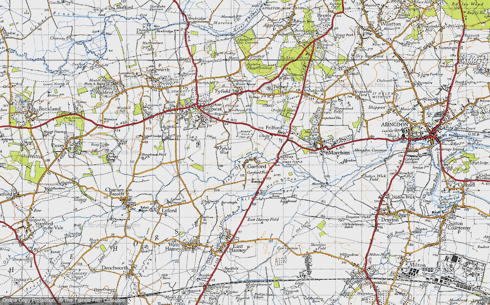 Old Map of Historic Map covering Fyfield Wick in 1947