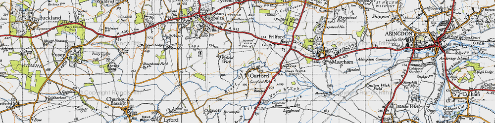 Old map of Garford in 1947