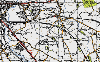 Old map of Garlands in 1947