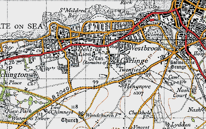 Old map of Garlinge in 1947