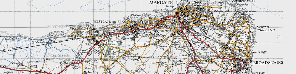 Old map of Garlinge in 1947
