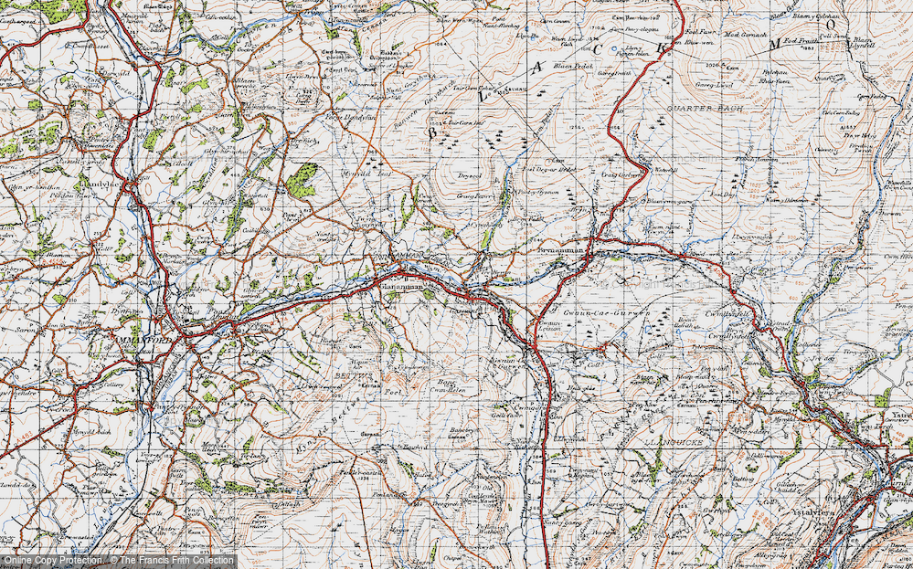 Old Map of Historic Map covering Banc Cwmhelen in 1947