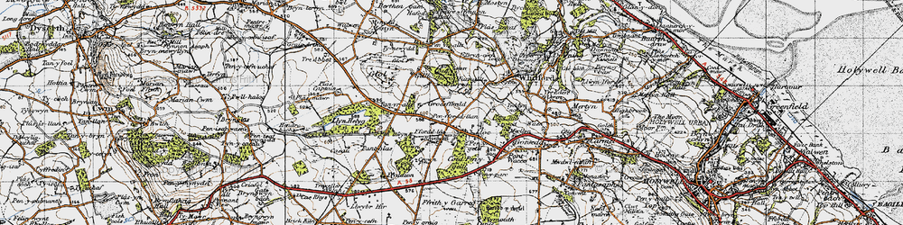 Old map of Garreg in 1947