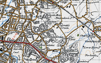 Old map of Garrets Green in 1947