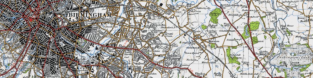Old map of Garrets Green in 1947