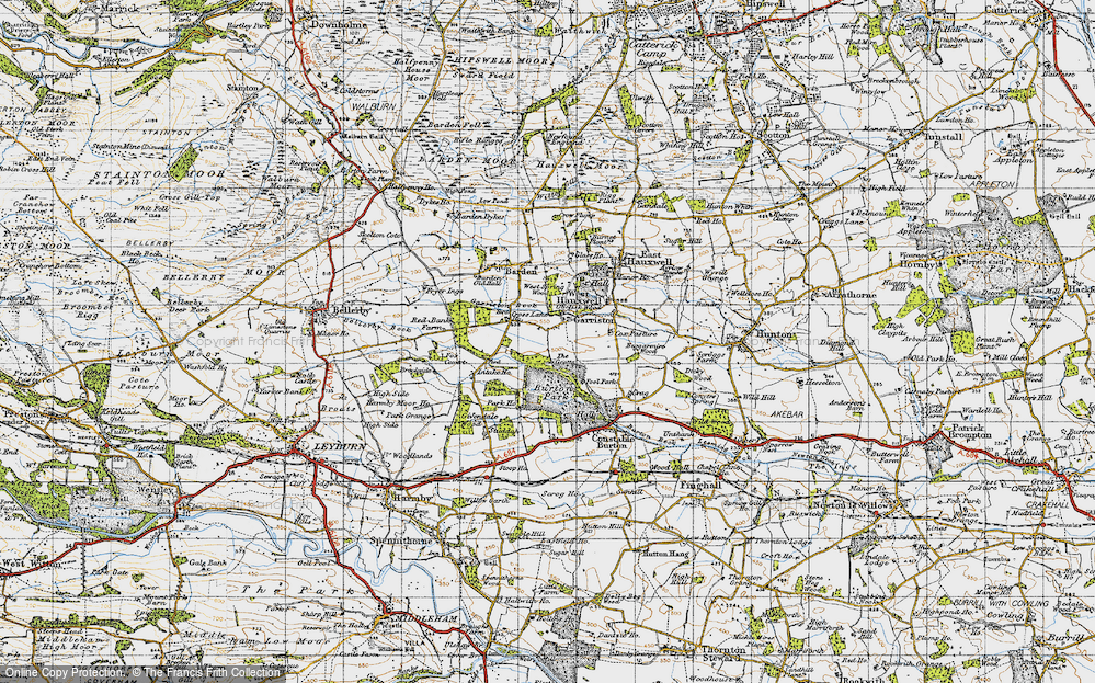Old Map of Historic Map covering Wham, The in 1947
