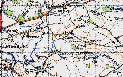 Old map of Garsdon in 1947