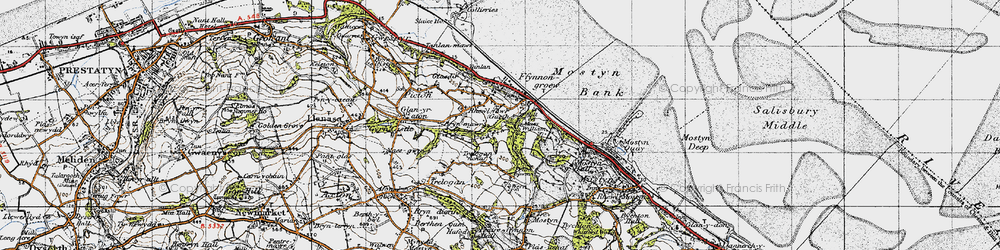 Old map of Garth in 1947