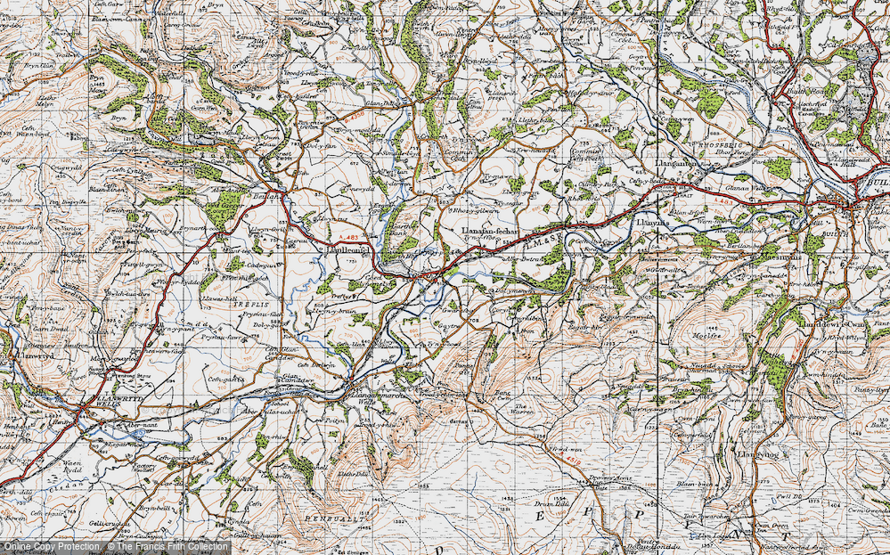 Old Map of Historic Map covering Banc y Cwm in 1947