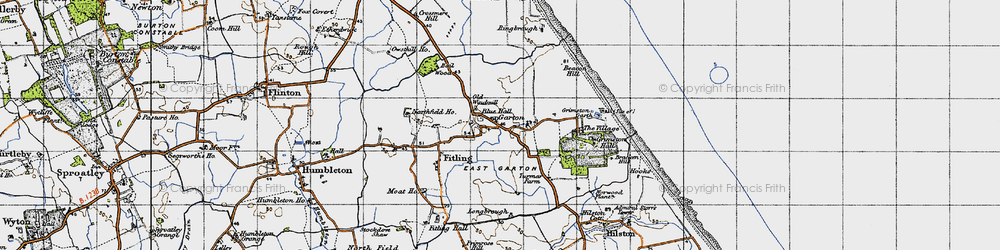 Old map of Garton in 1947