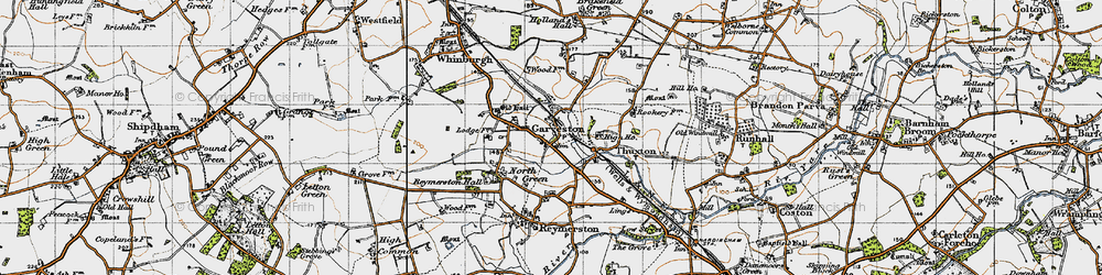 Old map of Garvestone in 1946