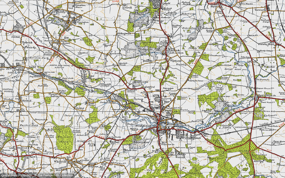 Old Map of Gateford, 1947 in 1947