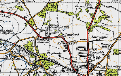Old map of Gateford in 1947