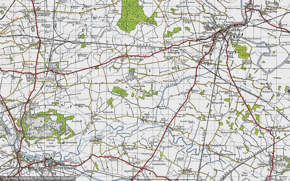 Old Map of Gateforth, 1947 in 1947