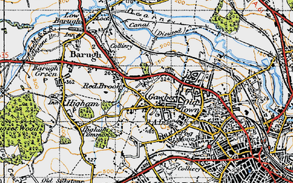 Old map of Gawber in 1947