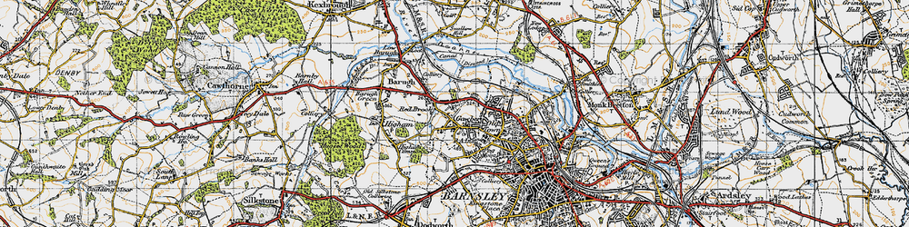 Old map of Gawber in 1947