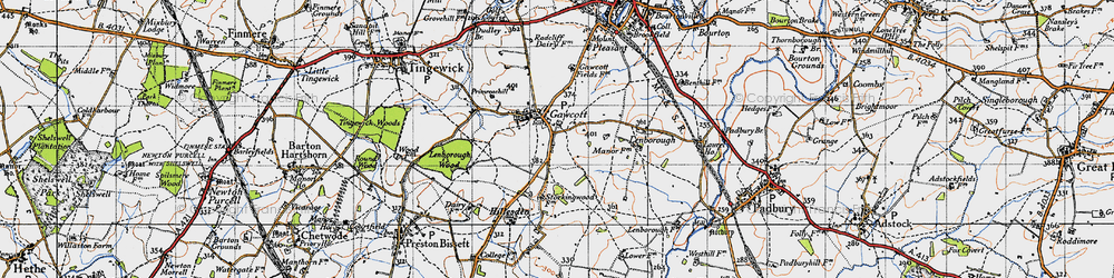 Old map of Gawcott in 1946