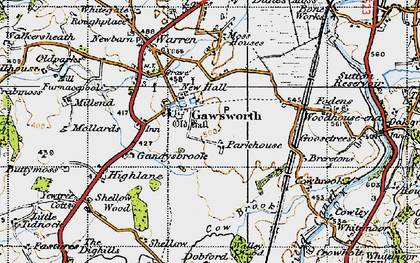 Old map of Gawsworth in 1947