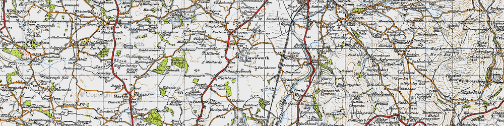 Old map of Gawsworth in 1947