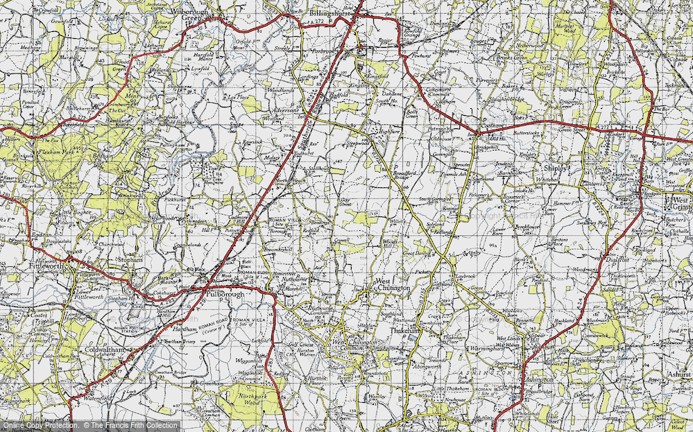 Old Map of Historic Map covering Beedings in 1940