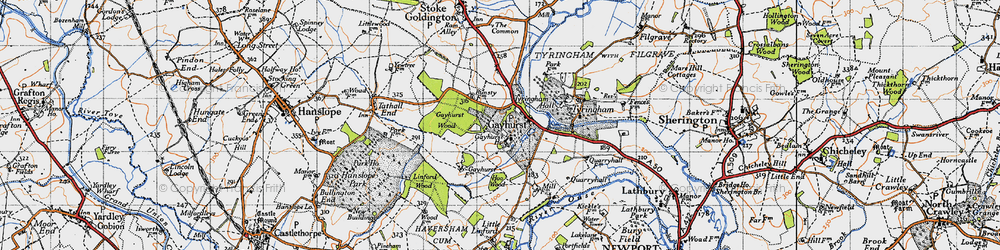 Old map of Gayhurst in 1946