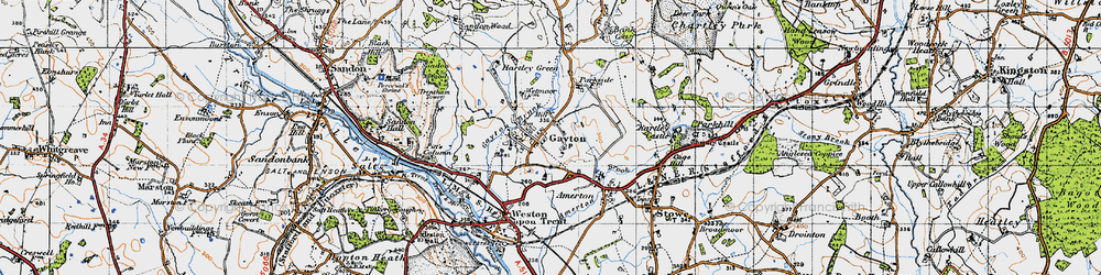 Old map of Gayton in 1946